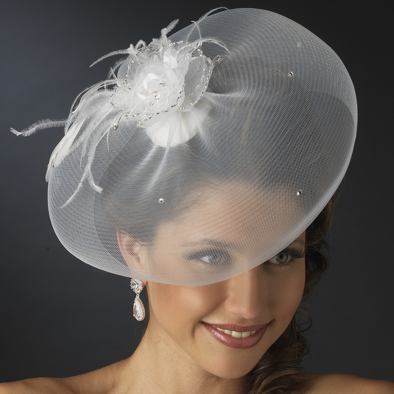 Aster Headband with Black/White Veil Hair Hoop Bridal Wedding Veil Fascinator Mesh Lace Headband Tea Party Fascinator