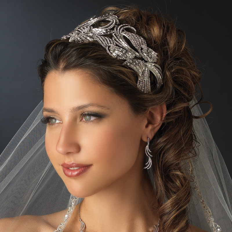 Floral Bridal Headpiece Crystal Rhinestone Prom Wedding Tiara V723 