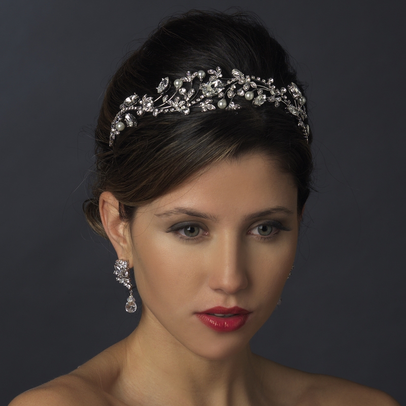 Antique Silver Pearl Tiara Headpiece Elegant Bridal Hair Accessories Antique Silver Pearl Tiara Headpiece Elegant Bridal Hair Accessories