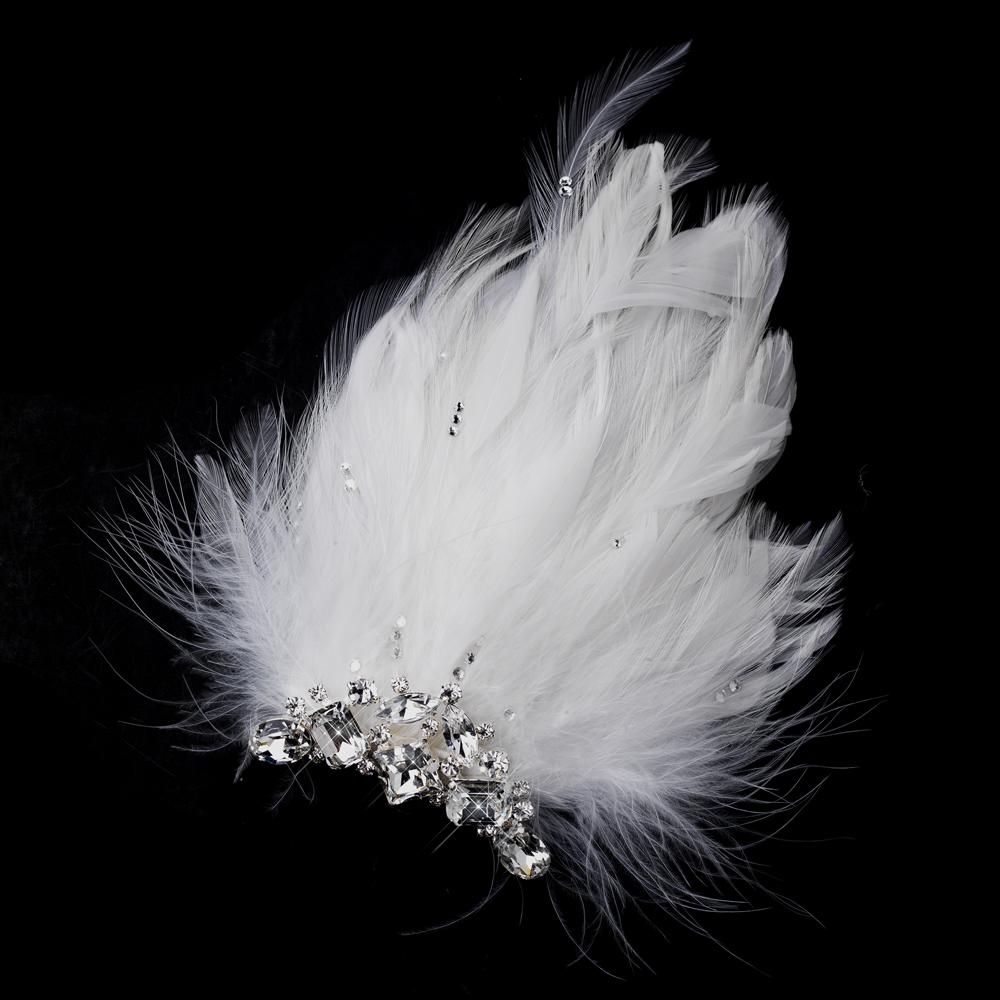 Vintage Feather Fascinator Hair Clip - Elegant Bridal Hair Accessories