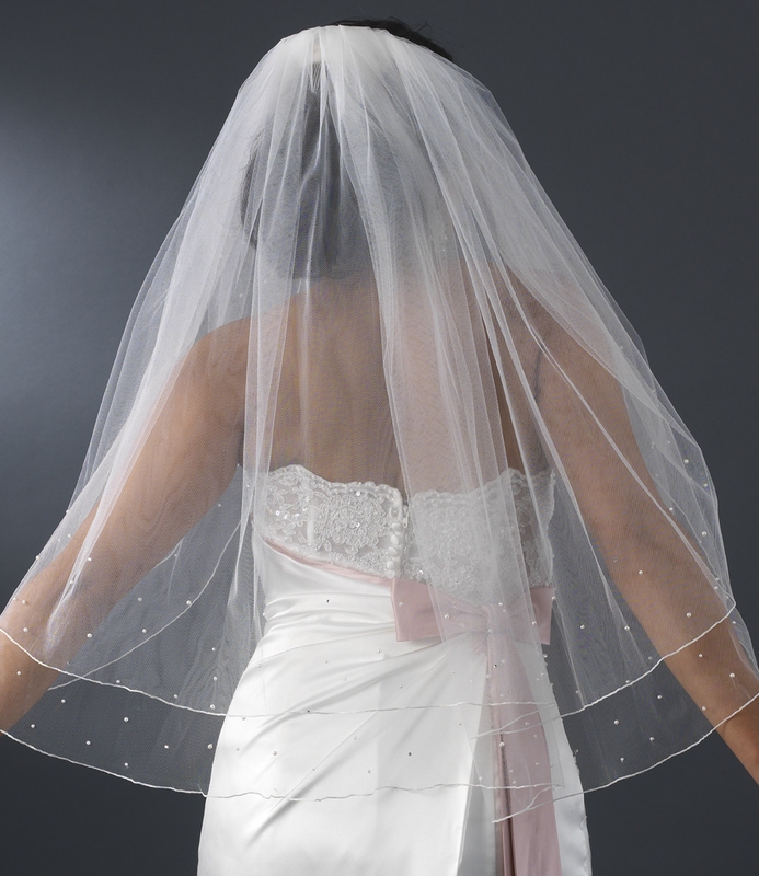 Beautiful Scattered Pearl & Rhinestone Veil - Elegant Bridal Hair  Accessories