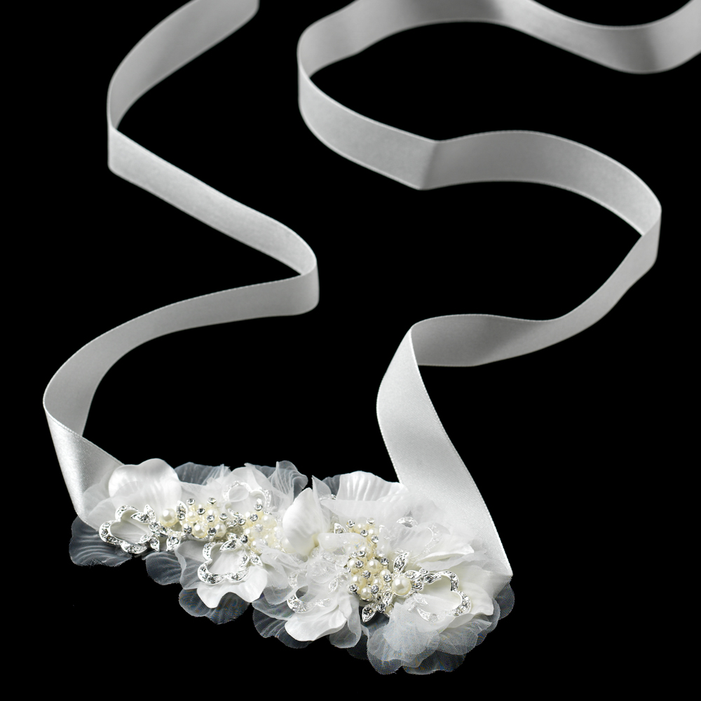 Ivory Rhinestone & Pearl Flower Headband