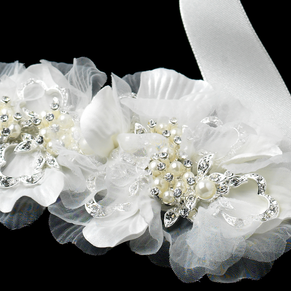 Ivory Rhinestone & Pearl Flower Headband