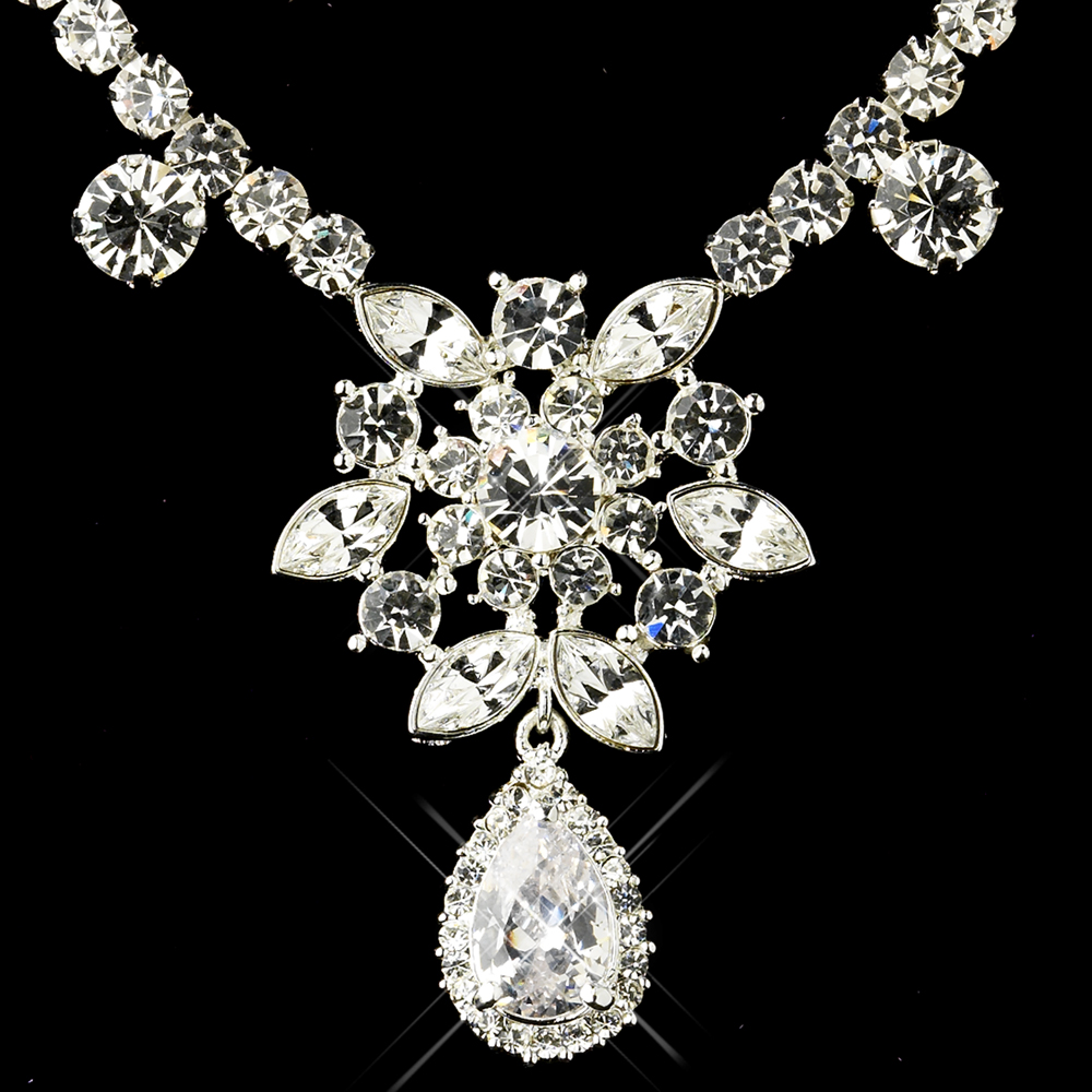 Floral Necklace Earrings Set